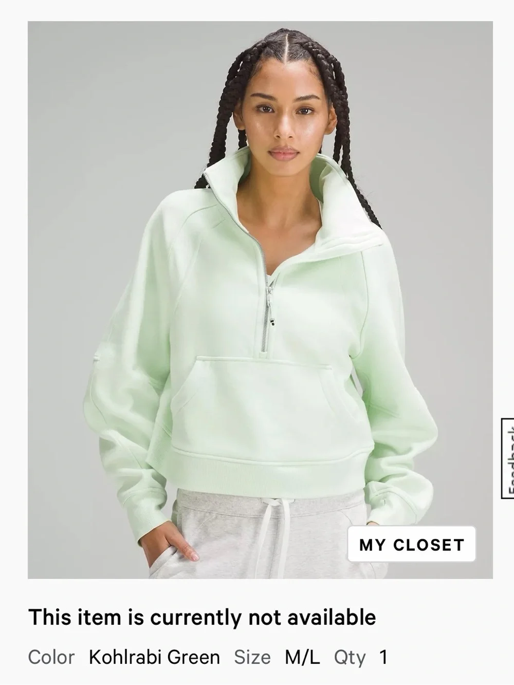Lululemon Scuba Oversized Half-Zip Hoodie in Kohlrabi Green